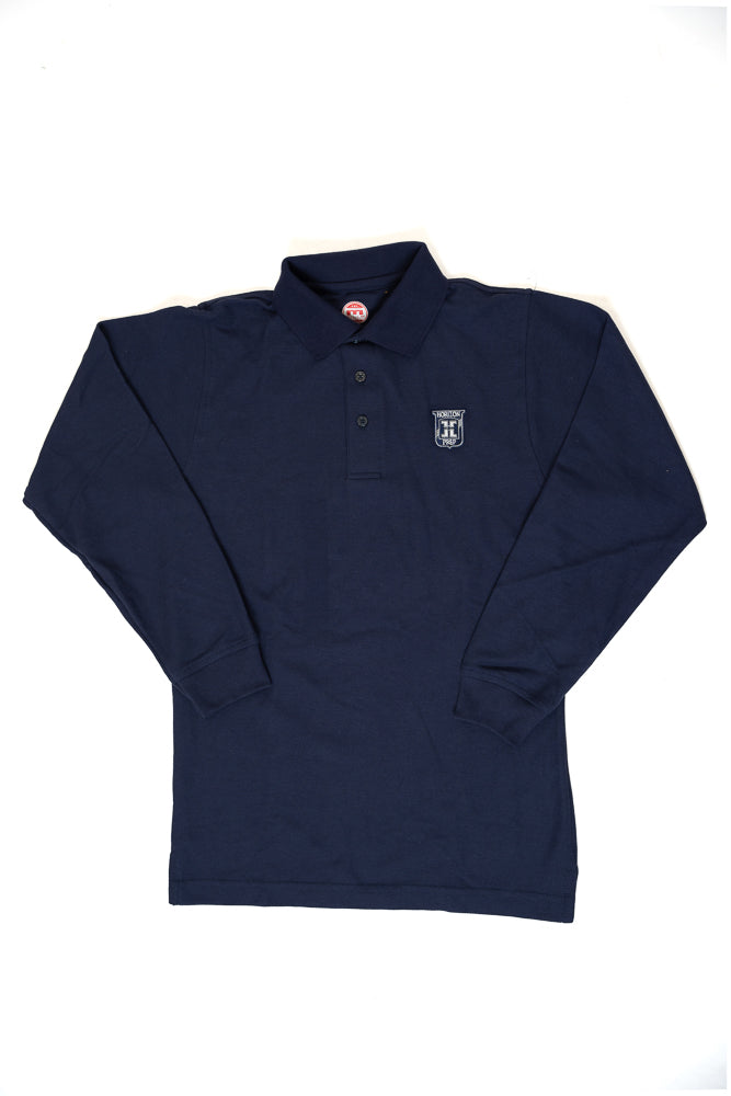 Unisex Long Sleeve Navy Polo